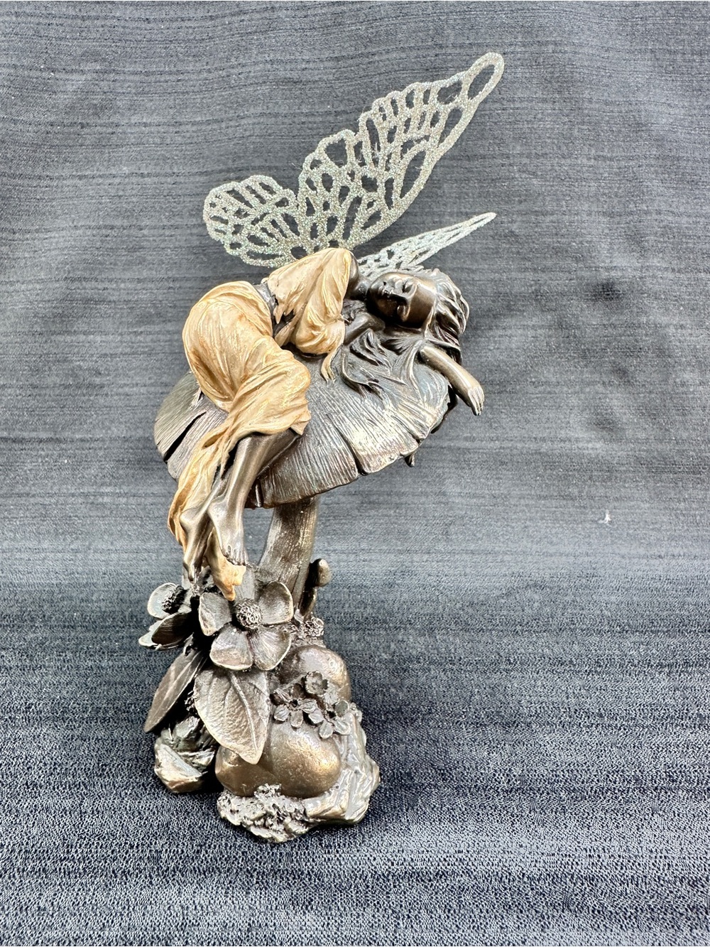 Genesis Fine Arts Little Fairie Sleeping Hand Painted Cold-Cast Bronze Figurine